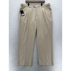 TGW Player Pleat Pants Mens 42x30 Khaki Golf Expandable Waist Stretch Golf NWT